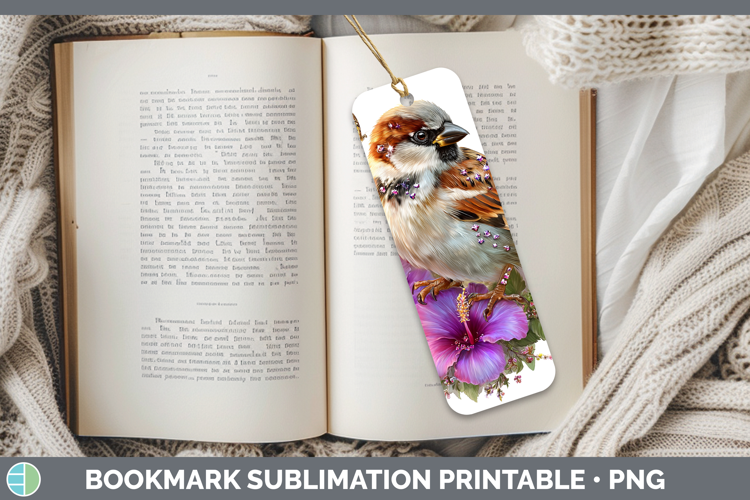 Birds 01 Floral Summer Sparrow Bookmark Sublimation Printabl