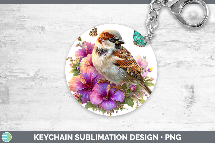 GorgeousBirds 01 Floral Summer Keychain design.