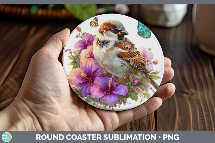GorgeousBirds 01 Floral Summer Round Coaster design.