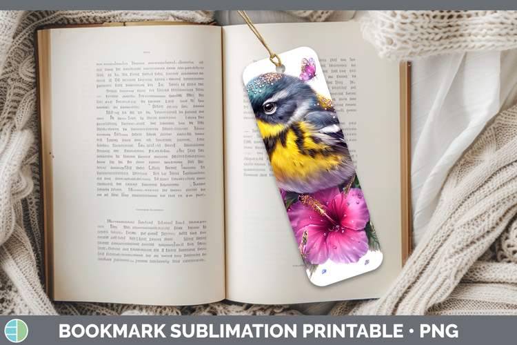 Birds 01 Floral Summer Warbler Bookmark Sublimation Printabl