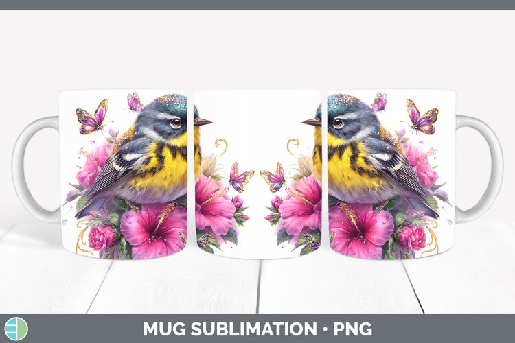 GorgeousBirds 01 Floral Summer Mug Wrap design.