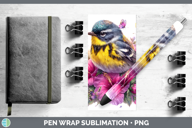 Birds 01 Floral Summer Warbler Pen Wrap Sublimation Pen Desi