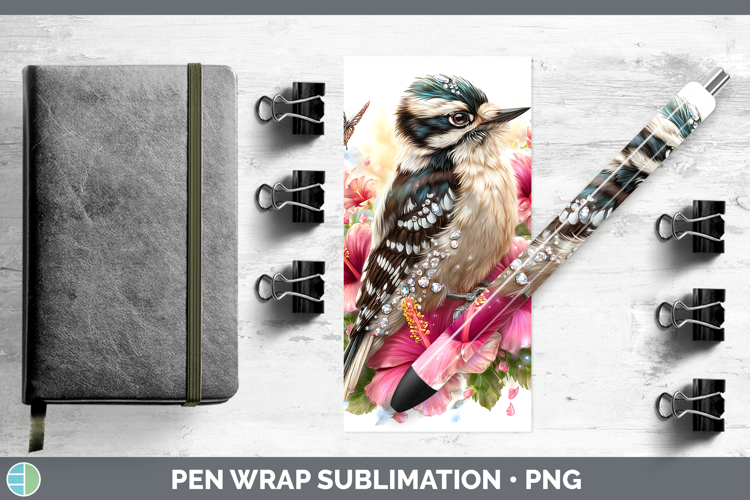 Birds 01 Floral Summer Woodpecker Downy Pen Wrap Sublimation