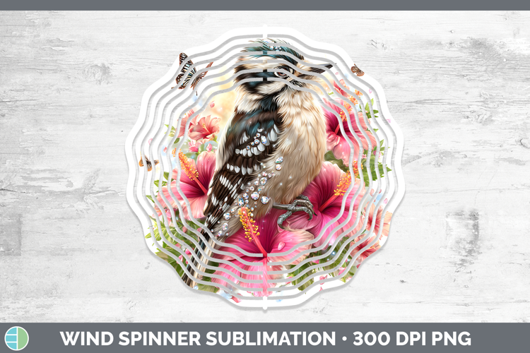 Birds 01 Floral Summer Woodpecker Downy Wind Spinner Sublima