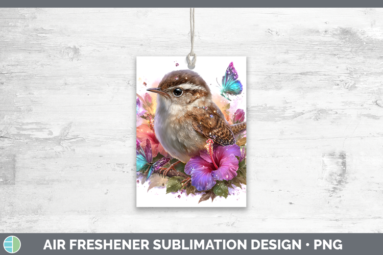 Birds 01 Floral Summer Wren Air Freshener Sublimation Car Fr