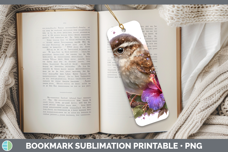 Birds 01 Floral Summer Wren Bookmark Sublimation Printable D