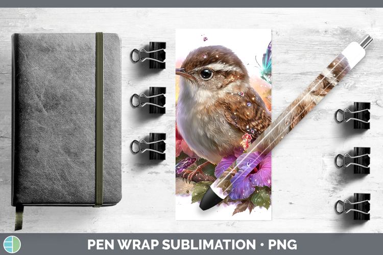 Birds 01 Floral Summer Wren Pen Wrap Sublimation Pen Designs