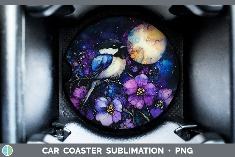 Birds 01 Galaxy Chickadee Car Coaster Sublimation Designs