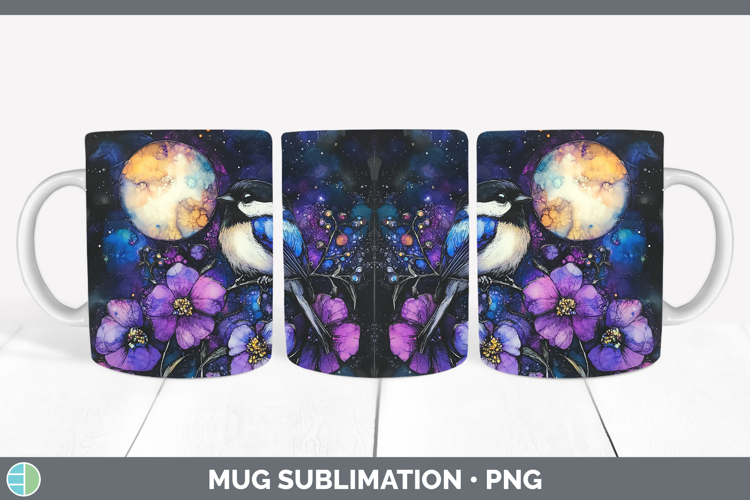 Birds 01 Galaxy Chickadee Mug Wrap Sublimation Coffee Cup De