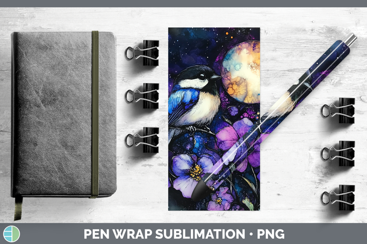 Birds 01 Galaxy Chickadee Pen Wrap Sublimation Pen Designs