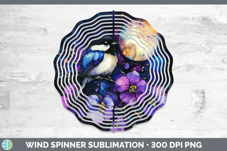 Birds 01 Galaxy Chickadee Wind Spinner Sublimation Spinner D