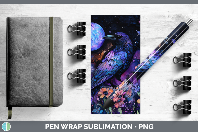 Birds 01 Galaxy Crow Pen Wrap Sublimation Pen Designs