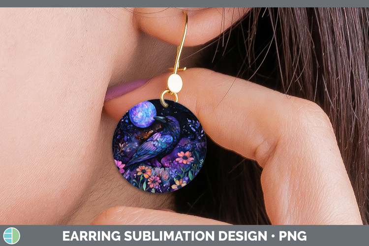 Birds 01 Galaxy Crow Round Earrings Sublimation Earrings Des