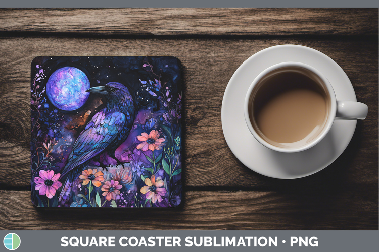 Birds 01 Galaxy Crow Square Coaster Sublimation Coaster Desi