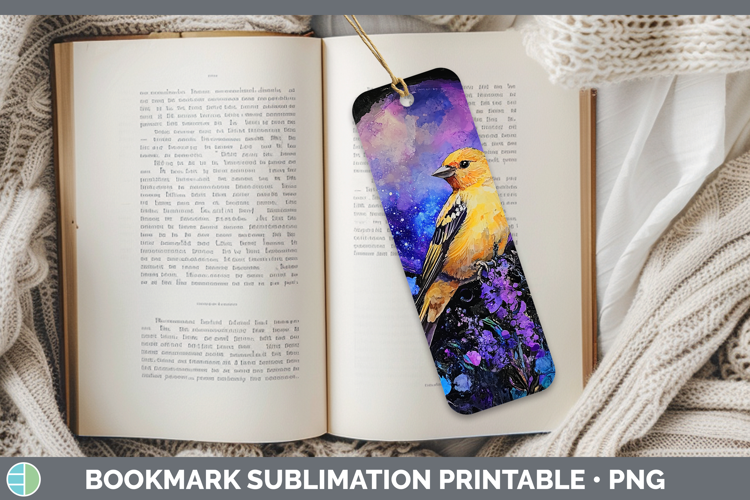 Birds 01 Galaxy Goldfinch Bookmark Sublimation Printable Des