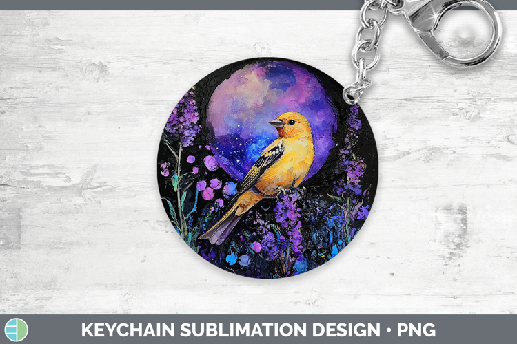 Birds 01 Galaxy Goldfinch Keychain Sublimation Keyring Desig