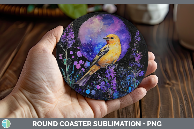 Birds 01 Galaxy Goldfinch Round Coaster Sublimation Coaster