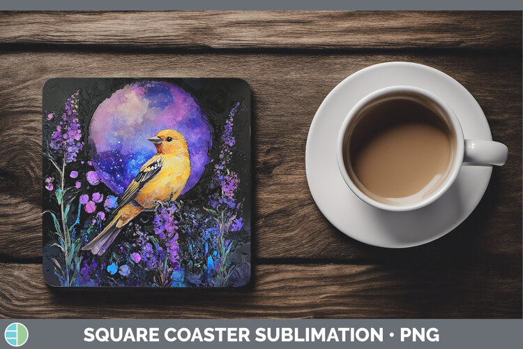 GorgeousBirds 01 Galaxy Square Coaster design.