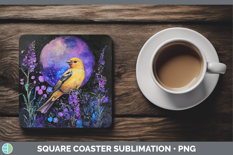 Birds 01 Galaxy Goldfinch Square Coaster Sublimation Coaster