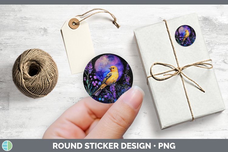 Birds 01 Galaxy Goldfinch Stickers | Round Labels Designs