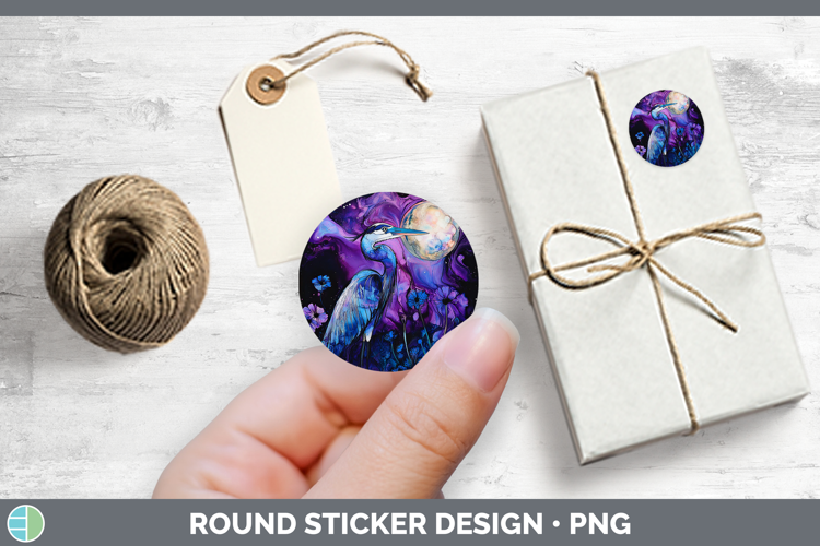 Birds 01 Galaxy Great Blue Heron Stickers | Round Labels Des