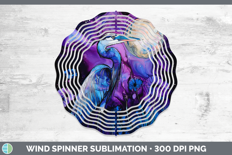 Birds 01 Galaxy Great Blue Heron Wind Spinner Sublimation Sp