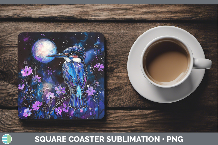 Birds 01 Galaxy Kingfisher Square Coaster Sublimation Coaste