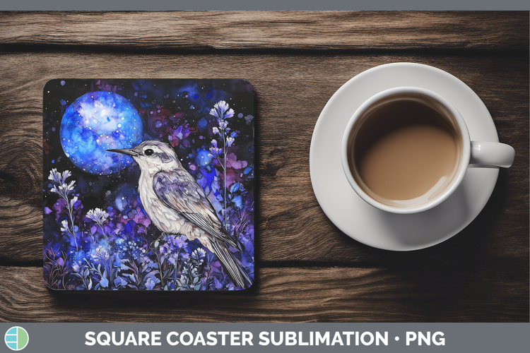 Birds 01 Galaxy Mockingbird Square Coaster Sublimation Coast