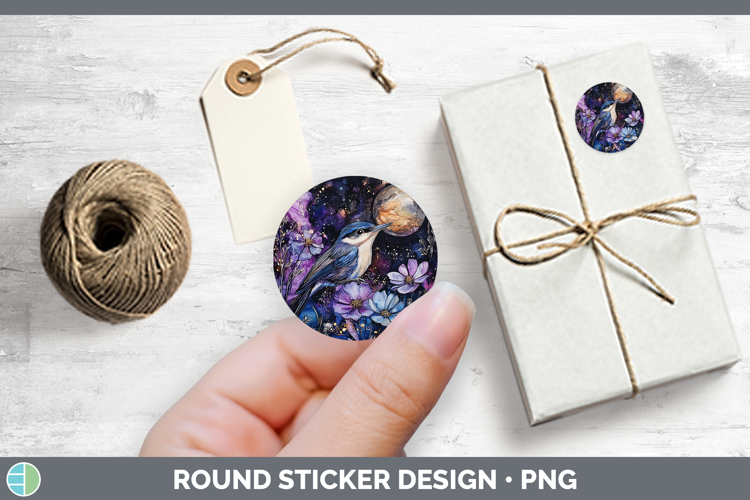 Birds 01 Galaxy Nuthatch Stickers | Round Labels Designs