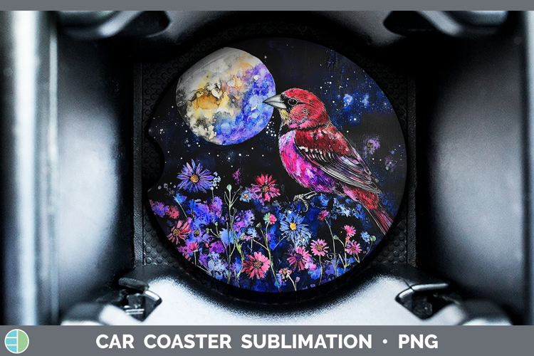 Birds 01 Galaxy Pine Grosbeak Car Coaster Sublimation Desig