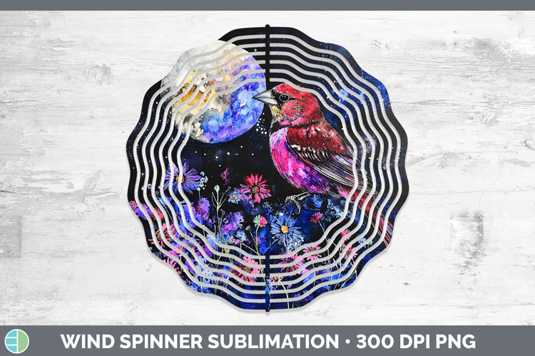 Birds 01 Galaxy Pine Grosbeak Wind Spinner Sublimation Spinn