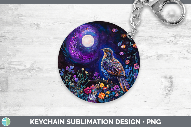 Birds 01 Galaxy Quail Keychain Sublimation Keyring Designs