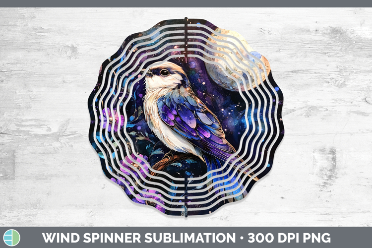 Birds 01 Galaxy Snow Bunting Wind Spinner Sublimation Spinne