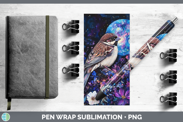 Birds 01 Galaxy Sparrow Pen Wrap Sublimation Pen Designs