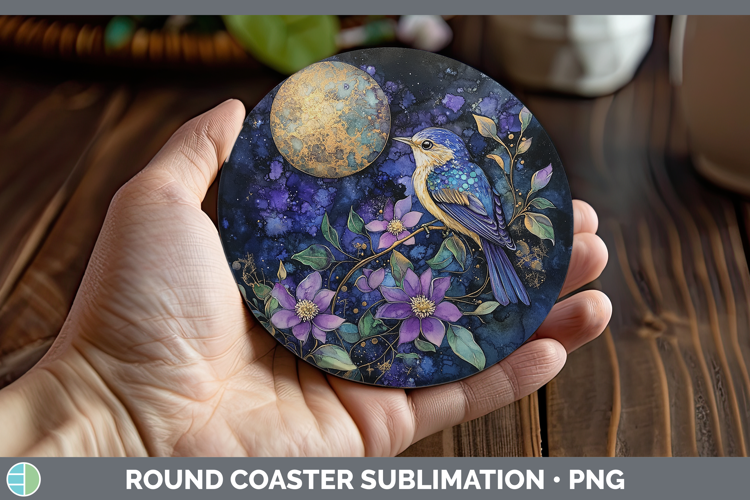 Birds 01 Galaxy Warbler Round Coaster Sublimation Coaster De