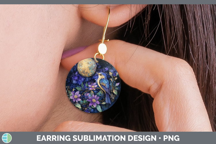 Birds 01 Galaxy Warbler Round Earrings Sublimation Earrings