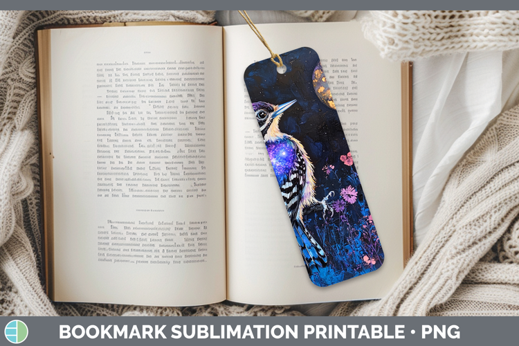 Birds 01 Galaxy Woodpecker Bookmark Sublimation Printable De