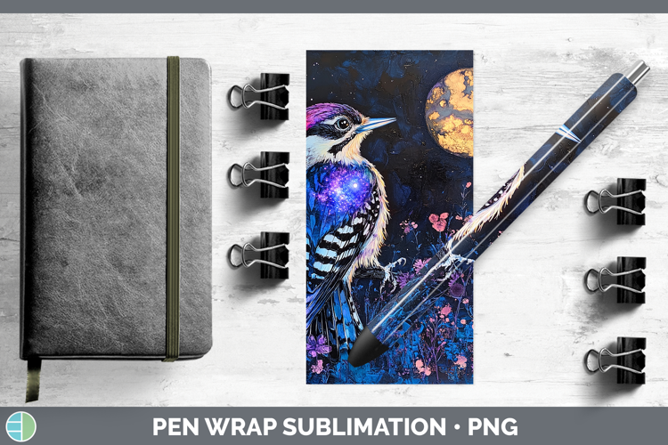 Birds 01 Galaxy Woodpecker Pen Wrap Sublimation Pen Designs