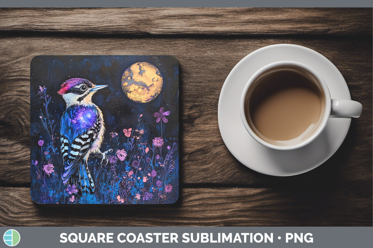 Birds 01 Galaxy Woodpecker Square Coaster Sublimation Coaste