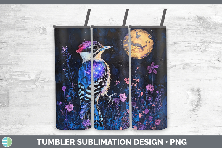 Birds 01 Galaxy Woodpecker Tumbler Sublimation 20 oz Skinny