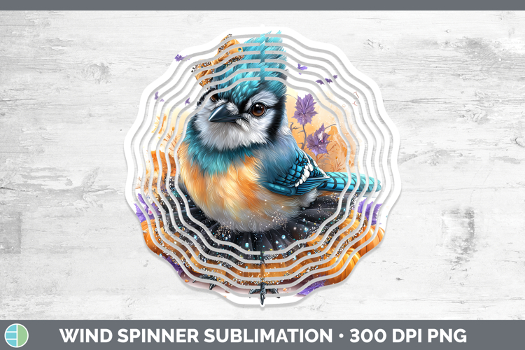 Birds 01 Halloween Blue Jay Wind Spinner Sublimation Spinner