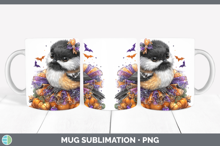 Birds 01 Halloween Chickadee Mug Wrap Sublimation Coffee Cup