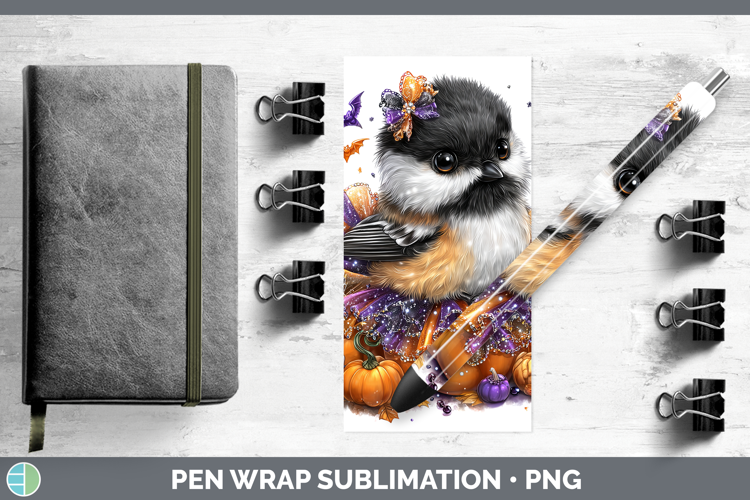Birds 01 Halloween Chickadee Pen Wrap Sublimation Pen Design