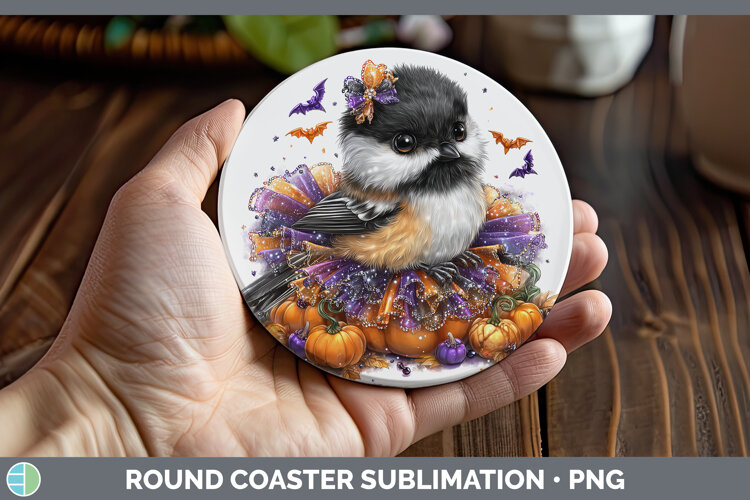 GorgeousBirds 01 Halloween Round Coaster design.