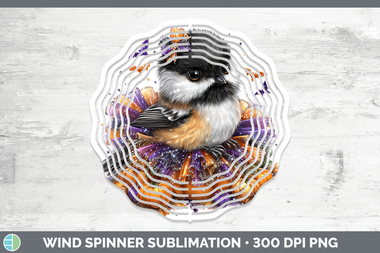 Birds 01 Halloween Chickadee Wind Spinner Sublimation Spinne