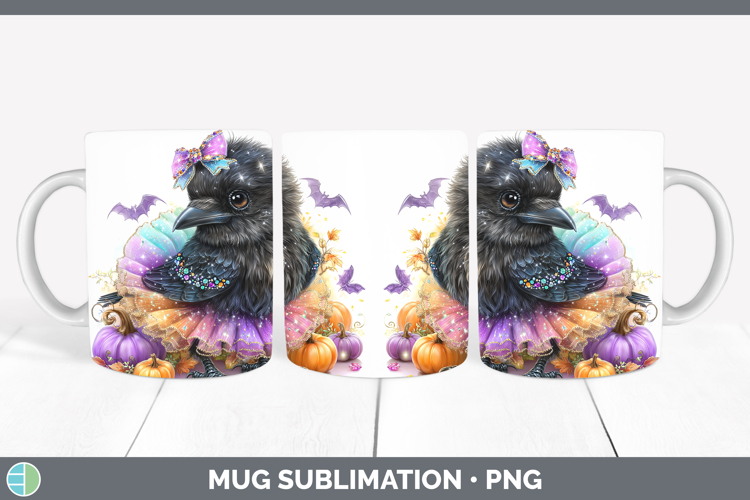 Birds 01 Halloween Crow Mug Wrap Sublimation Coffee Cup Desi
