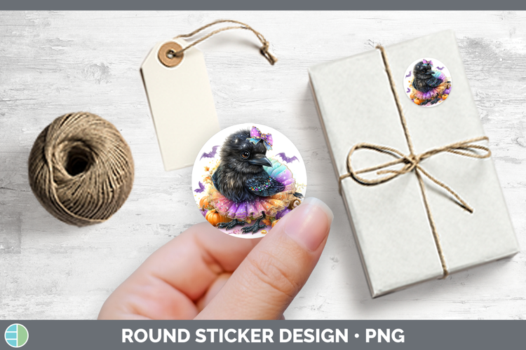 Birds 01 Halloween Crow Stickers | Round Labels Designs