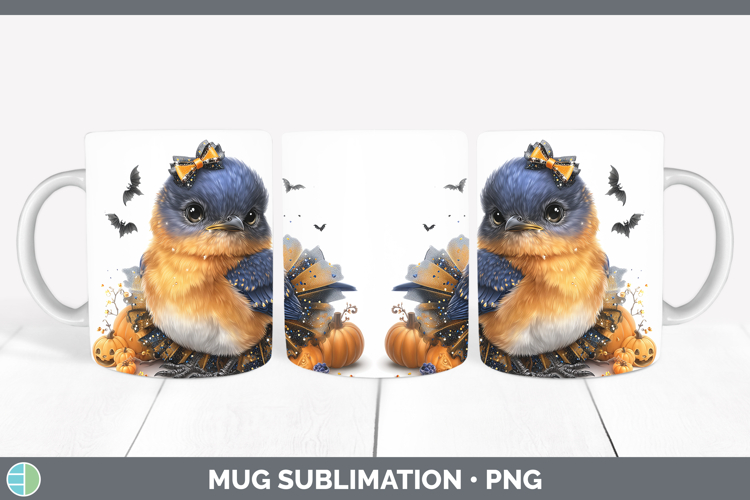 Birds 01 Halloween Eastern Bluebird Mug Wrap Sublimation Cof