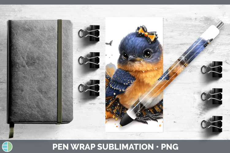 Birds 01 Halloween Eastern Bluebird Pen Wrap Sublimation Pen