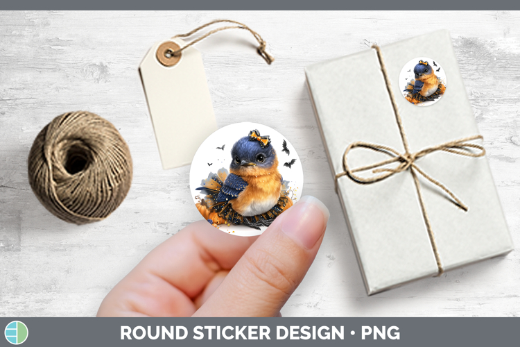 Birds 01 Halloween Eastern Bluebird Stickers | Round Labels